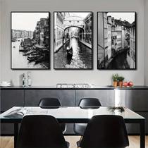 Kit 3 Quadros Decorativos Cidade Aquática de Veneza 20x30cm Preto Branco Parede de Escritório Sala Kit 3 Quadros Decorativos Cidade Aquática de Veneza 20x30cm Preto Branco Parede de Escritório Sala