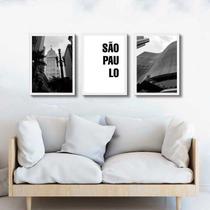 Kit 3 Quadros Decorativos Cidade São Paulo 33X24Cm - Vidro Kit 3 Quadros Decorativos Cidade São Paulo 33X24Cm - Vidro
