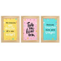 Kit 3 Quadros Decorativos Colorido Frases Sala Quarto