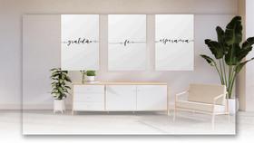 Kit 3 Quadros Decorativos com Frases fé gratidão esperança - Londrinorte Molduras