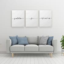 Kit 3 Quadros Decorativos com Frases gratidão fé esperança - Londrinorte Molduras