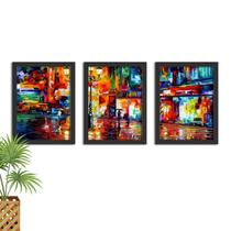 Kit 3 Quadros Decorativos Com Moldura Pintura Dança Na Chuva