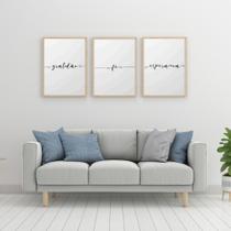 Kit 3 Quadros Decorativos com Molduras Frases gratidão fé esperança - Londrinorte