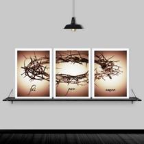 Kit 3 Quadros Decorativos Coroa De Espinhos 24X18Cm Branca Kit 3 Quadros Decorativos Coroa De Espinhos 24X18Cm Branca