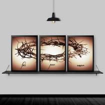 Kit 3 Quadros Decorativos Coroa De Espinhos 24x18cm Kit 3 Quadros Decorativos Coroa De Espinhos 24x18cm