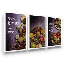Kit 3 Quadros Decorativos Cozinha Restaurante Tempero Kit 3 Quadros Decorativos Cozinha Restaurante Tempero