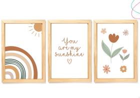 Kit 3 Quadros Decorativos do Tema Arco-íris Boho Escandinavo Kit 3 Quadros Decorativos do Tema Arco-íris Boho Escandinavo