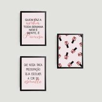 Kit 3 Quadros Decorativos Esmalteria 24x18cm Kit 3 Quadros Decorativos Esmalteria 24x18cm