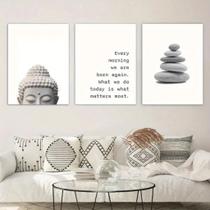 Kit 3 Quadros Decorativos Estátua Inspiradora de Buda Arte Tela Escrituras Parede Escritório Sala Kit 3 Quadros Decorativos Estátua Inspiradora de Buda Arte Tela Escrituras Parede Escritório Sala