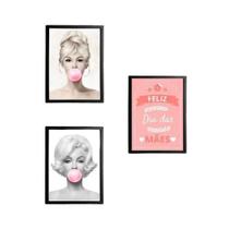 Kit 3 Quadros Decorativos Feliz Dia Das Mães Divas
