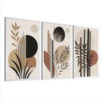 Kit 3 Quadros Decorativos Folhagem Terracota Com Moldura 50x70 Grande Para Sala Quarto Escritório Kit 3 Quadros Decorativos Folhagem Terracota Com Moldura 50x70 Grande Para Sala Quarto Escritório
