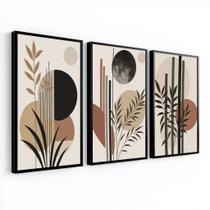 Kit 3 Quadros Decorativos Folhagem Terracota Com Moldura 50x70 Grande Para Sala Quarto Escritório Kit 3 Quadros Decorativos Folhagem Terracota Com Moldura 50x70 Grande Para Sala Quarto Escritório