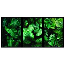 Kit 3 Quadros Decorativos Folhas Verdes 60x40 Sala Quarto