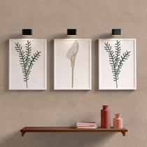 Kit 3 Quadros Decorativos Folhas Wallze 24x33cm