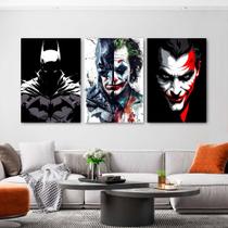 KIT 3 Quadros Decorativos Foto ou Imagem Batman x Coringa - Decoração Quarto ou Sala