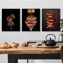 Kit 3 Quadros Decorativos Fotografias Churrasco 24X18Cm