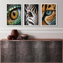 Kit 3 Quadros Decorativos Fotografias Olhos Animais 33X24Cm