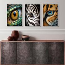 Kit 3 Quadros Decorativos Fotografias Olhos De Animais 24x18cm - com vidro Kit 3 Quadros Decorativos Fotografias Olhos De Animais 24x18cm - com vidro