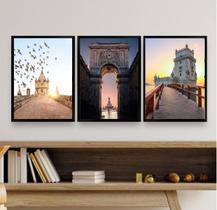 Kit 3 Quadros Decorativos Fotos De Portugal 33x24cm - com vidro