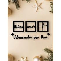 kit 3 quadros decorativos + frase abençoado por Deus