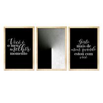 Kit 3 Quadros Decorativos Frases Casal Amor Sala Quarto