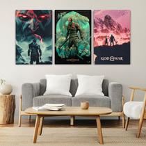 Kit 3 Quadros Decorativos GOD OF WAR Foto ou Imagem - Decoração Quarto ou Sala