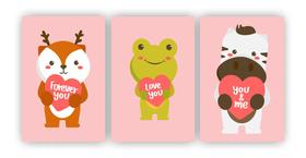 Kit 3 quadros decorativos infantil love you forever mdf a4