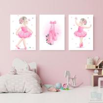 Kit 3 Quadros Decorativos infantil Menina Bailarina 20x28