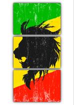 Kit 3 quadros decorativos leão jamaica reggae quarto sala - Mago das Camisas