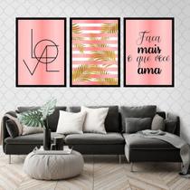 Kit 3 Quadros Decorativos Love Faça Mais o Que Você Ama 45x34cm