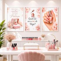 Kit 3 Quadros Decorativos Manicure Unhas Salão Área da Beleza Decoração Studio Recepção Kit 3 Quadros Decorativos Manicure Unhas Salão Área da Beleza Decoração Studio Recepção