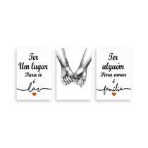Kit 3 Quadros Decorativos Mãos Dadas Família Lar Amor Casal 20cmx30cm Kit 3 Quadros Decorativos Mãos Dadas Família Lar Amor Casal 20cmx30cm
