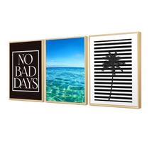 Kit 3 Quadros Decorativos Mar Frases Praia 31x41cm