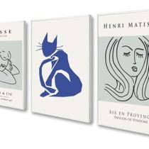Kit 3 Quadros Decorativos Matisse para Sala Moderno Moldura 60x40 Vinil Colorido