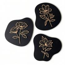 Kit 3 Quadros Decorativos MDF Floral Moderno para Parede Sala