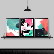 Kit 3 Quadros Decorativos Mickey Abstrato 45x34cm