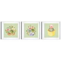 Kit 3 Quadros Decorativos Mini Jardim Arte Botânica