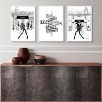 Kit 3 Quadros Decorativos Mulheres Moda Fashion- Placas 24x18cm - com vidro