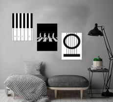 Kit 3 Quadros Decorativos Music Beatles Quarto Sala Decoração