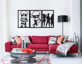 Kit 3 Quadros Decorativos Naruto Anime MDF Vazado Akatsuki Sasuke Uchiha