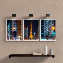 Kit 3 Quadros Decorativos Noite EmParis 33x24cm - com vidro