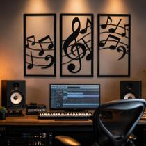 Kit 3 Quadros Decorativos Notas Musicais Luxo Opçoes Tamanho Kit 3 Quadros Decorativos Notas Musicais Luxo Opçoes Tamanho