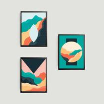 Kit 3 Quadros Decorativos Olhar Abstrato 24x18cm Kit 3 Quadros Decorativos Olhar Abstrato 24x18cm
