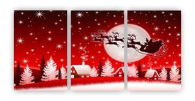 Kit 3 quadros decorativos papai noel trenó renas natal