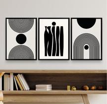 Kit 3 Quadros Decorativos Para Sala Minimalistas 33x24cm - com vidro