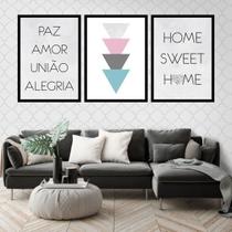 Kit 3 Quadros Decorativos Paz, Amor, União e Alegria 45x34cm Kit 3 Quadros Decorativos Paz, Amor, União e Alegria 45x34cm