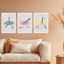 Kit 3 Quadros Decorativos Pilates - Abstratos 45X34Cm
