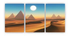 Kit 3 quadros decorativos pirâmides Egito deserto paisagem - Mago das Camisas