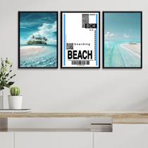 Kit 3 Quadros Decorativos Praia - Passagem 45x34cm