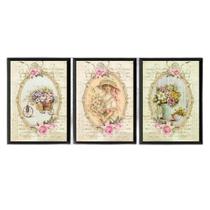 Kit 3 Quadros Decorativos Retrô Jardinagem 24X18Cm